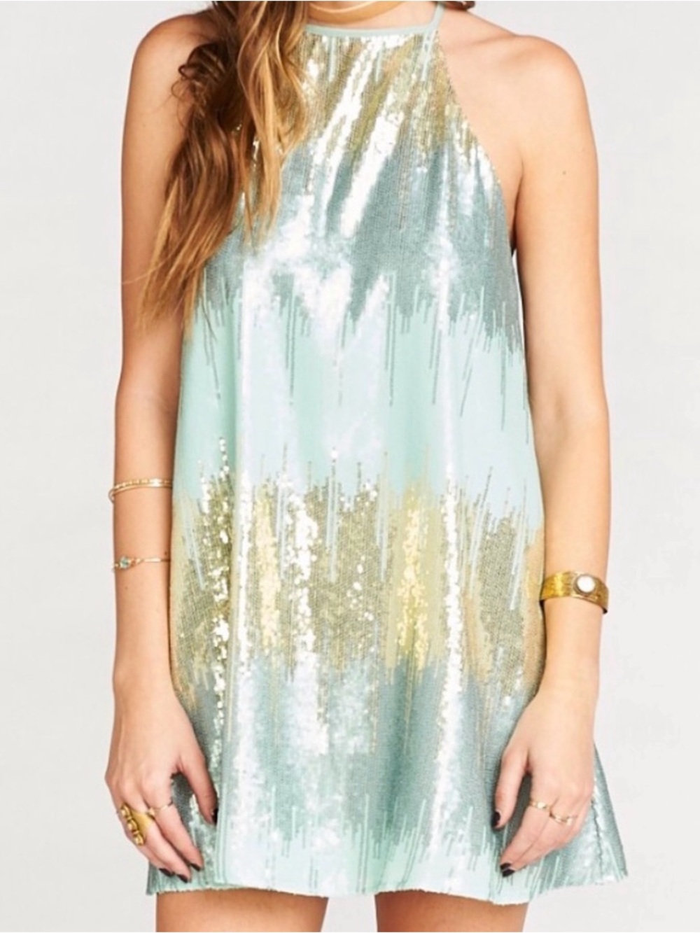 Show Me Your MuMu Sequin Halter Mini Dress, Small